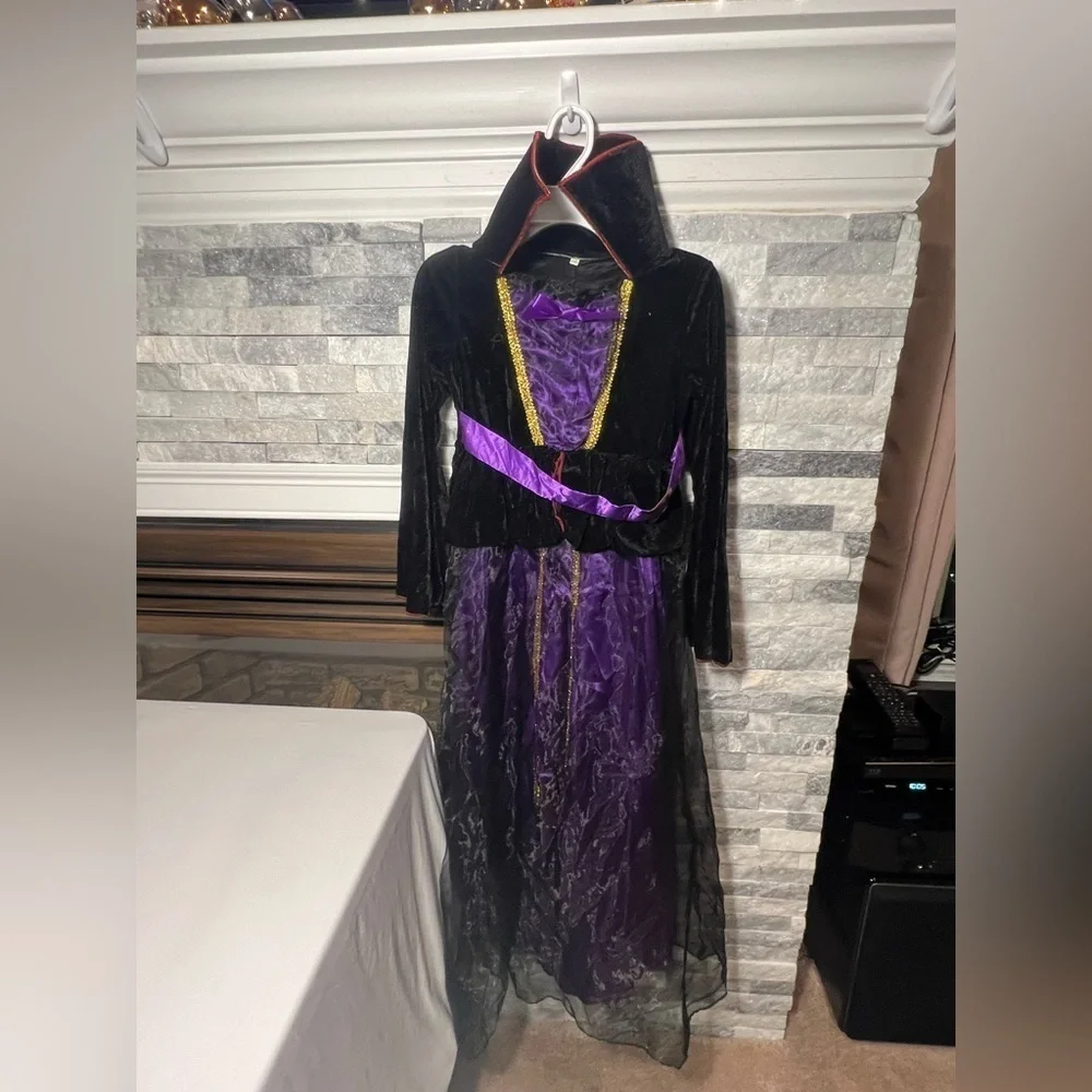 Girls Purple and Black Witch Costume – Halloween & Performance Dress (Size 140)
